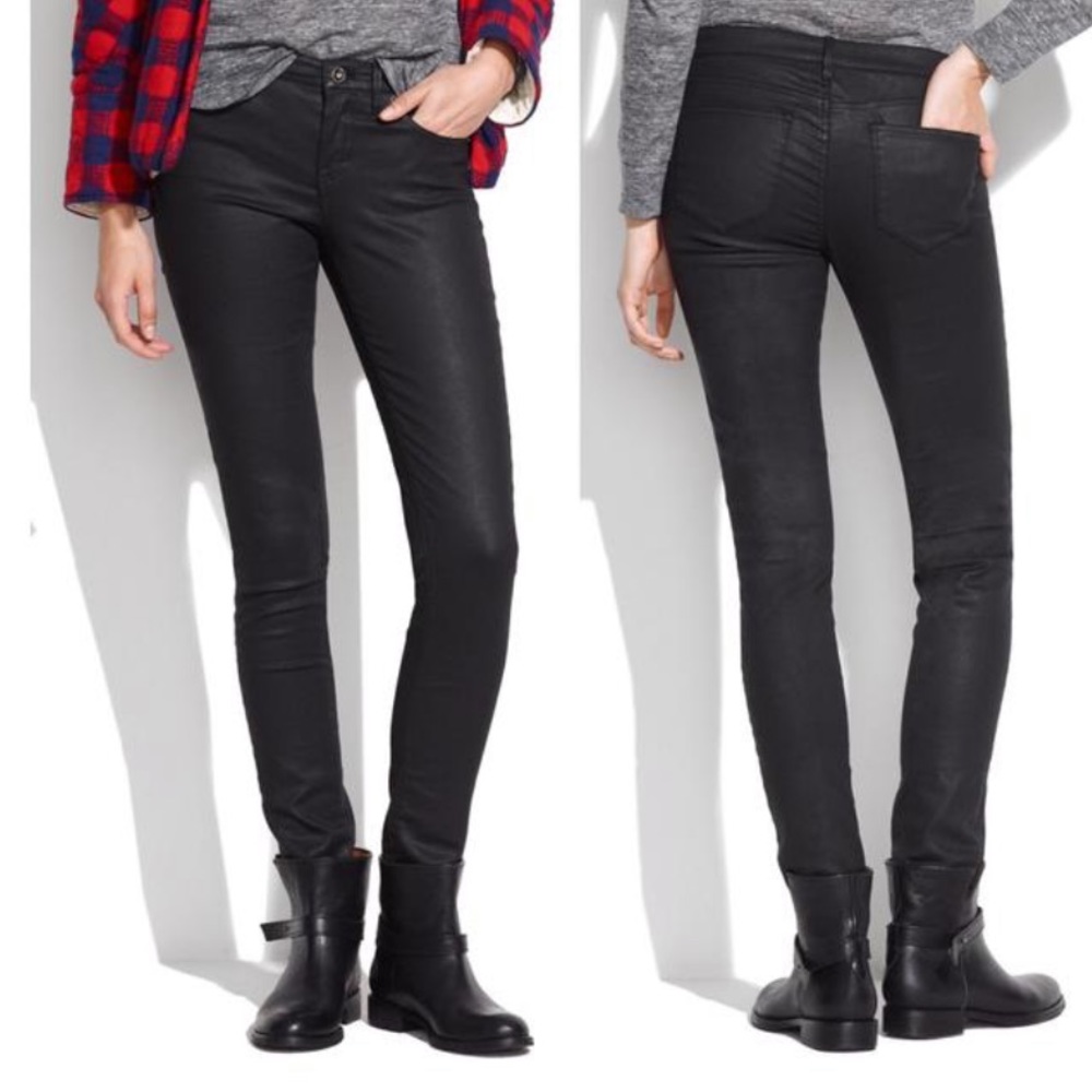 Madewell black coated rocker skinny jeans